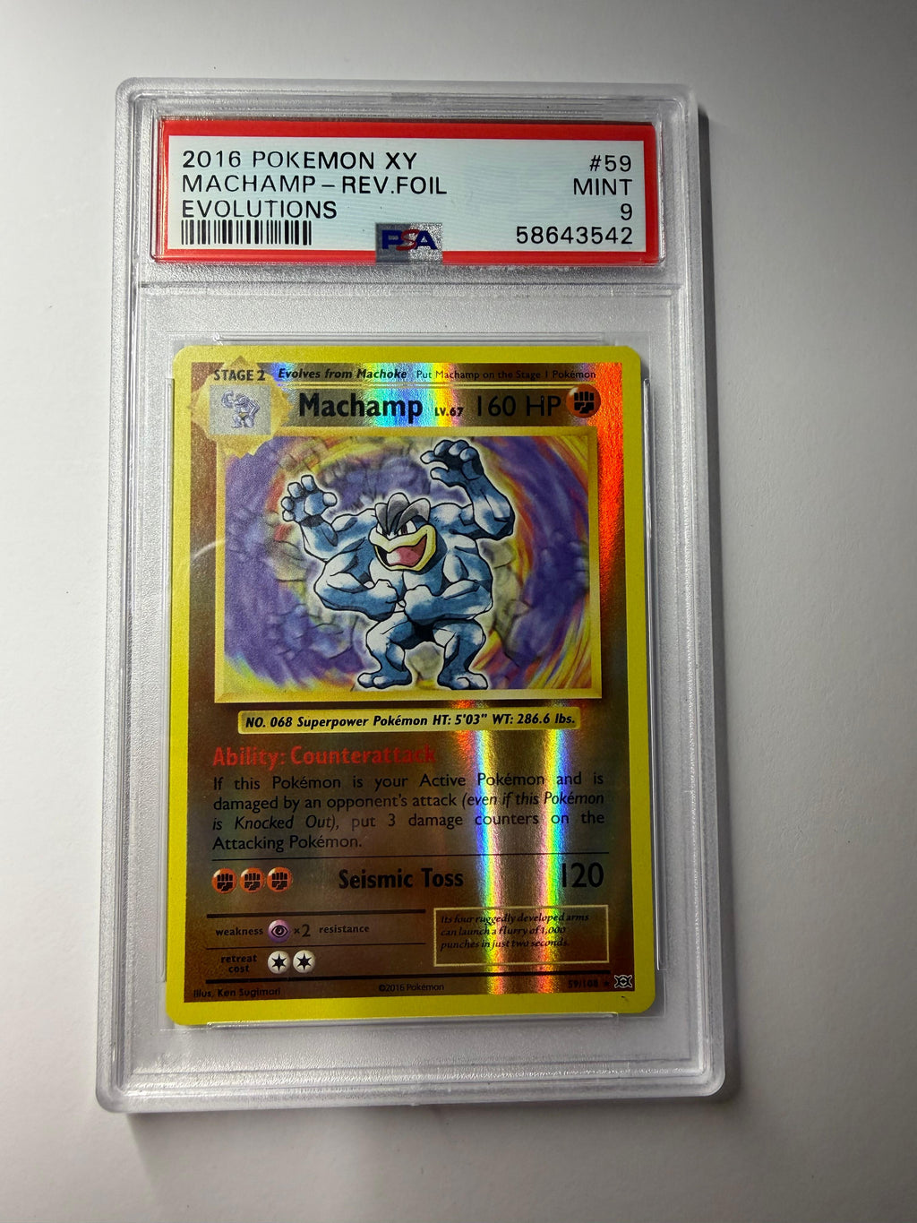 Pokémon TCG Machamp Reverse Holo Rare Card 59/108 XY Evolutions PSA 9 Mint 2016